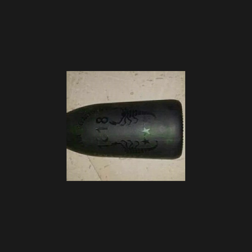 Vintage Skorpios 1818 Embossed Green Glass Bottle