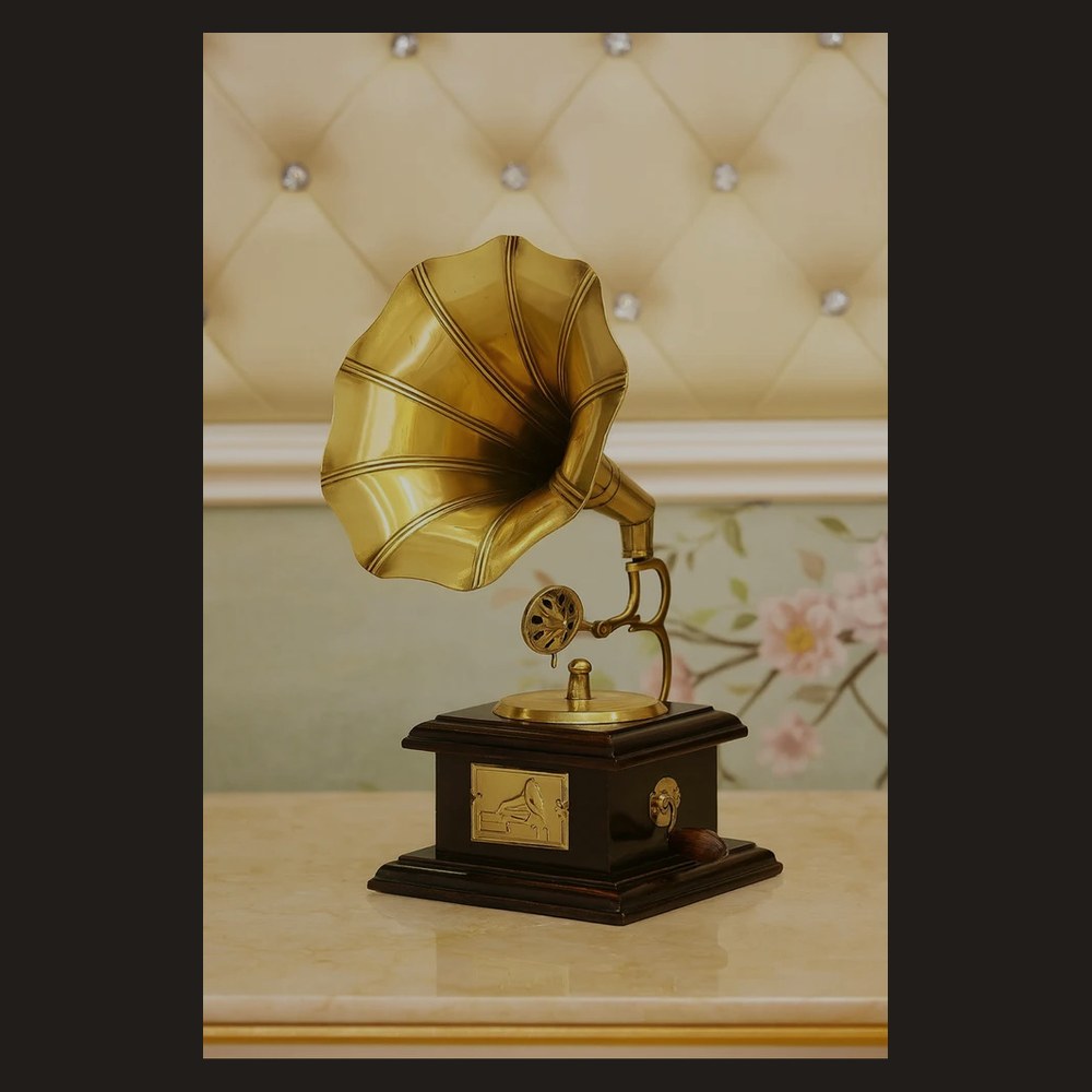 Golden Vintage Brass Gramophones