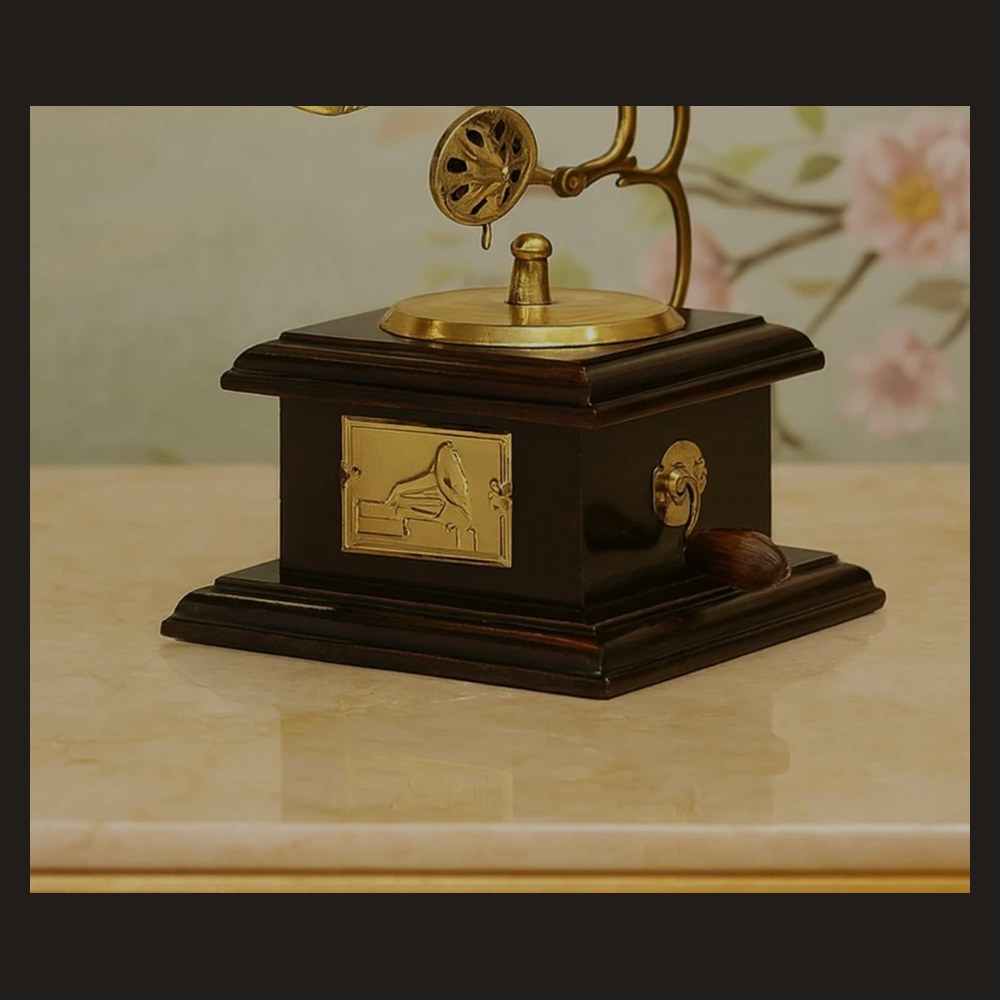 Golden Vintage Brass Gramophones