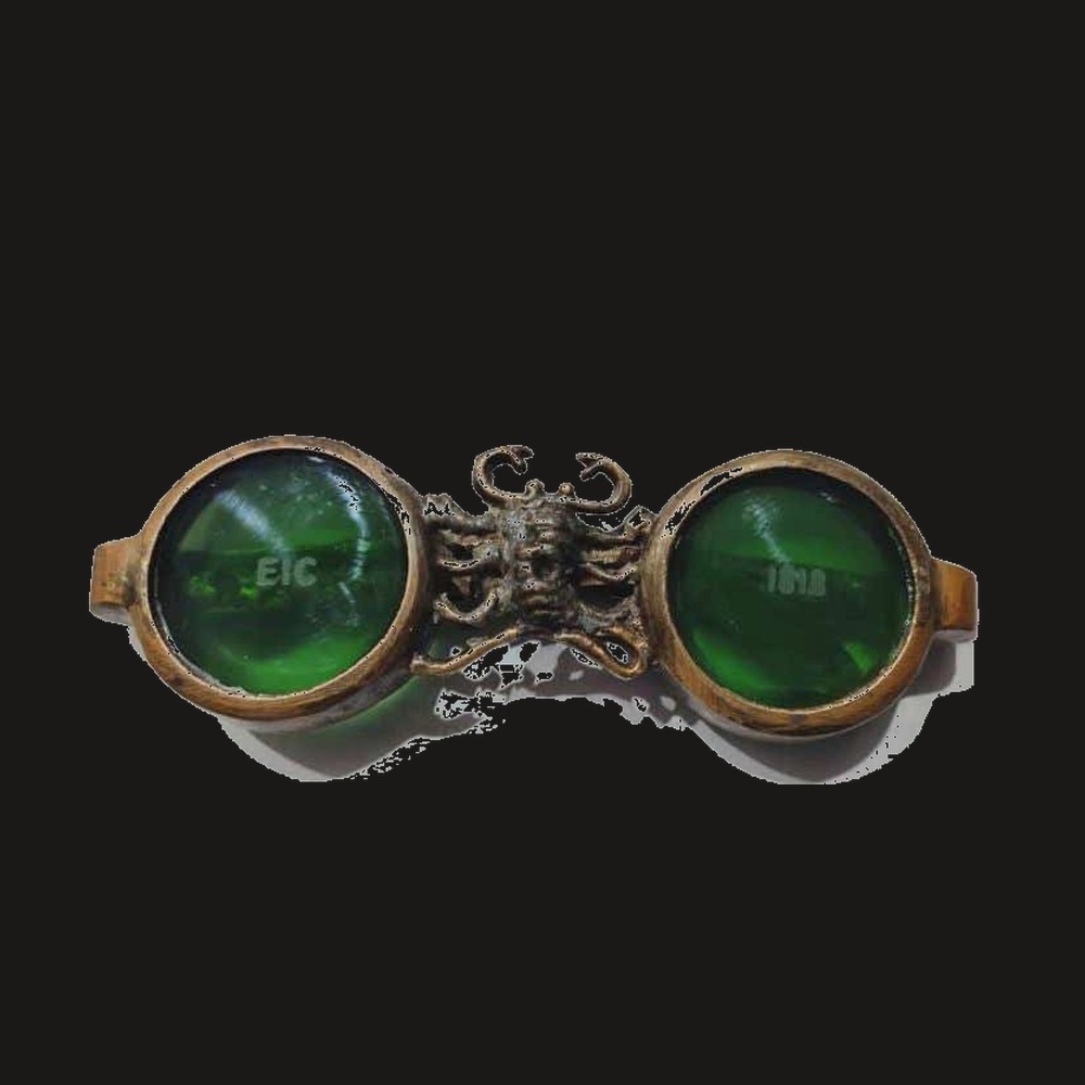Rare Brass Green-Lens Antique Spectacles
